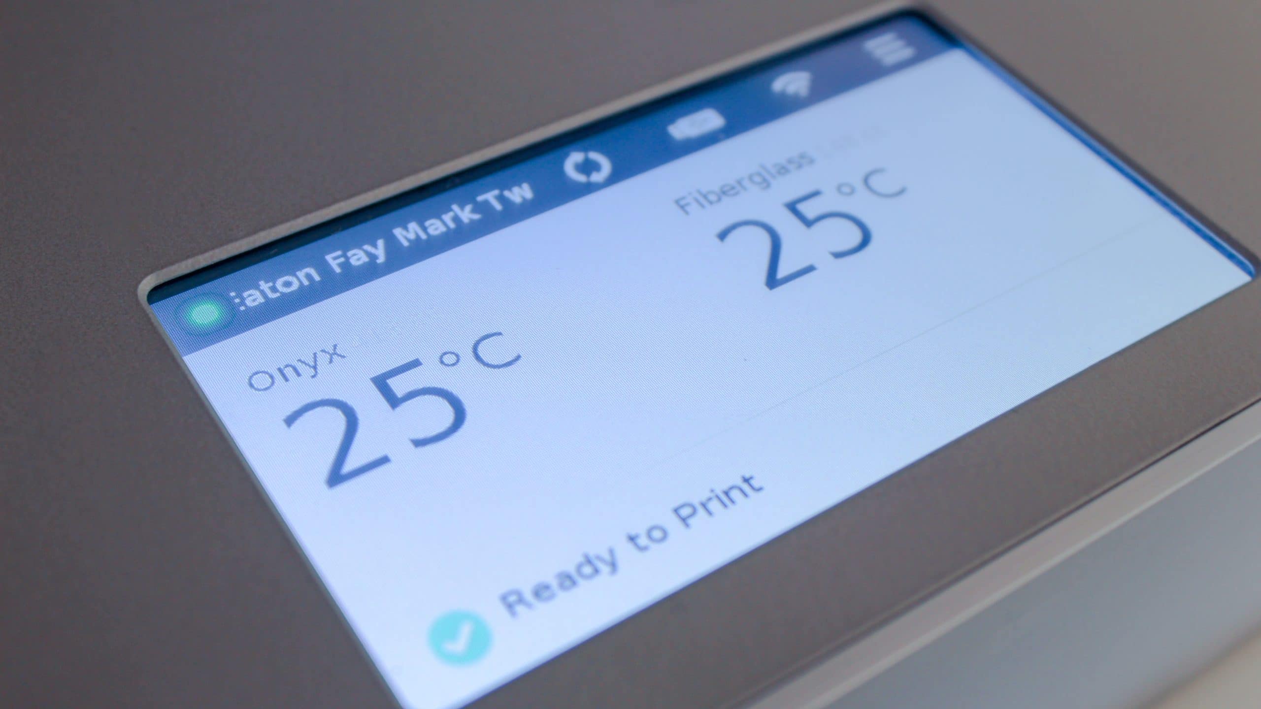 Markforged Mark Two touchscreen interface