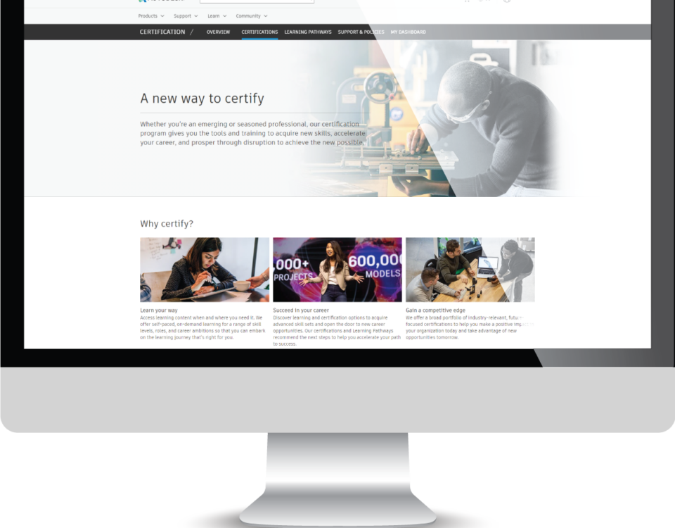 Image of a screen showing Autodesk Certification levels