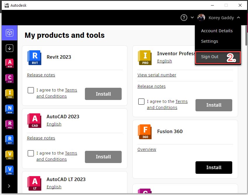Signing out of the Autodesk Desktop App