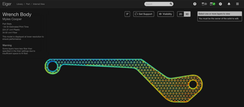 part model in Markforged Eiger - Rapid Prototyping